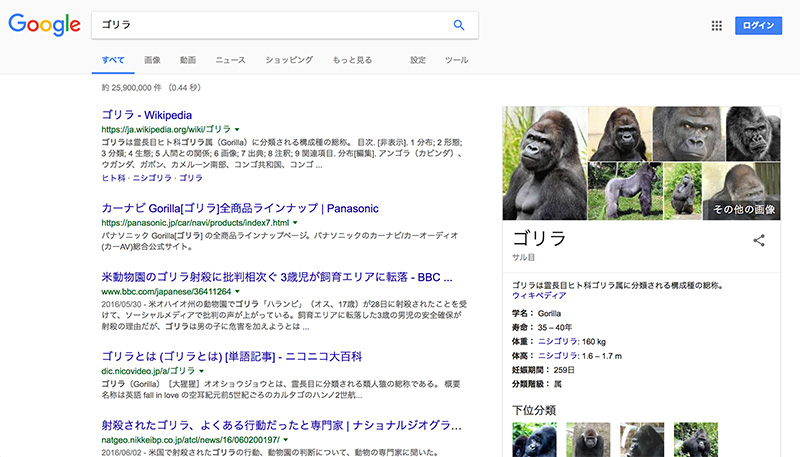 「ゴリラ」の検索結果を見せるラファエロ