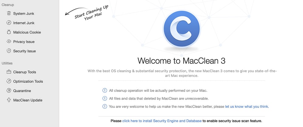 インストールが完了したらMacCleanが起動